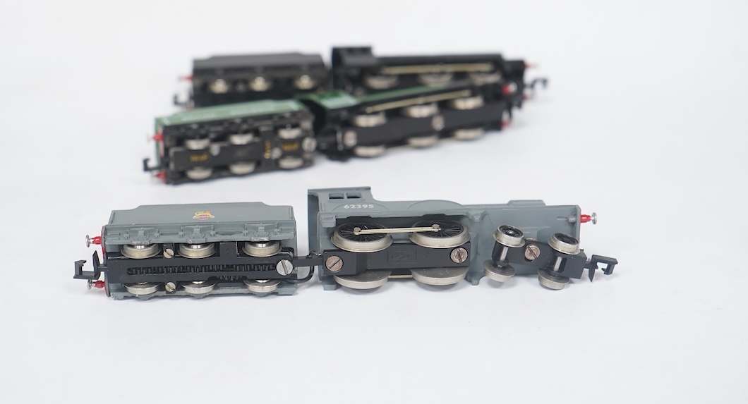 Three boxed Union Mills Models N gauge railway BR locomotives; a Class J39, 64820, a Class J39, unnumbered, and a Class D20 in ‘works grey’ livery, 62395. Condition - good.